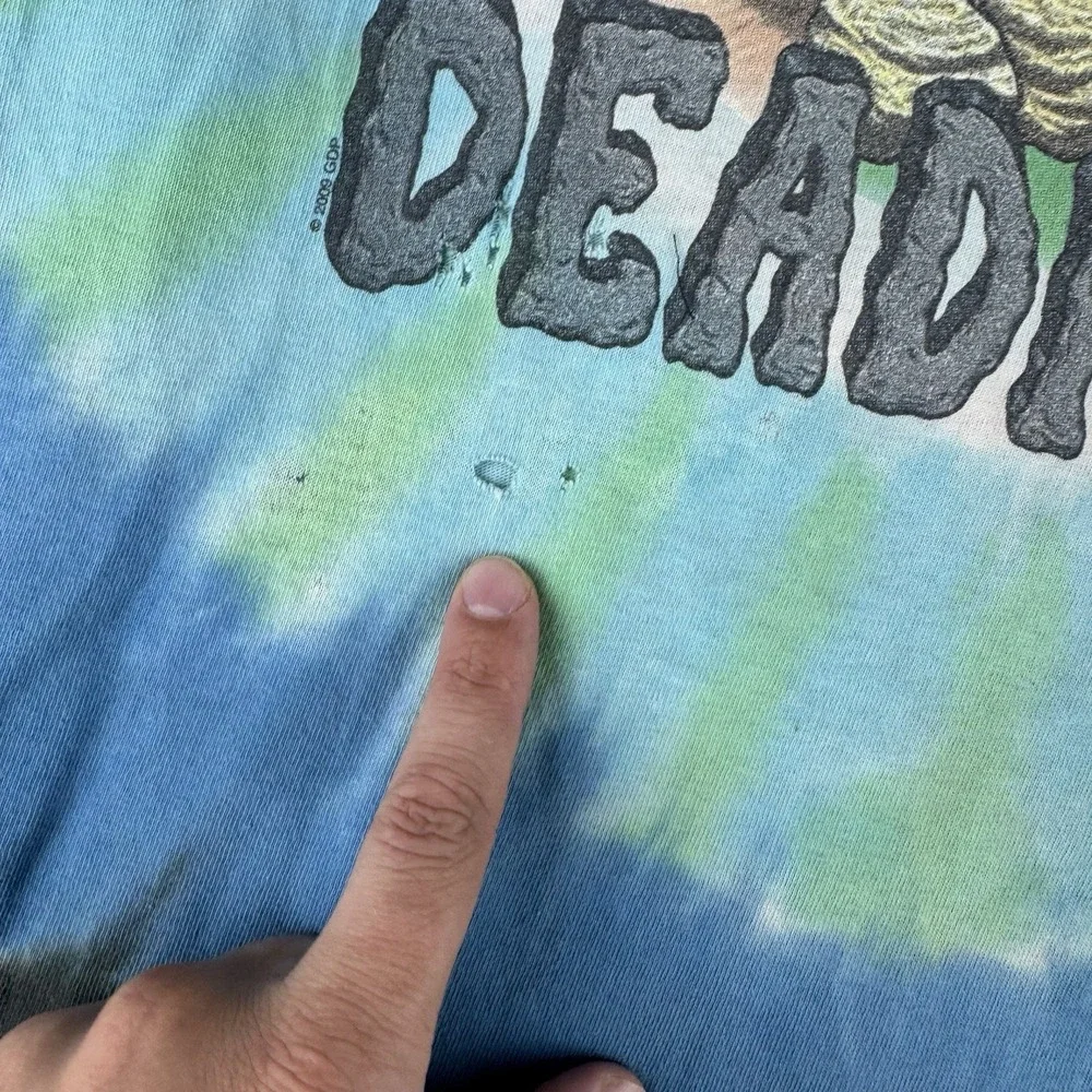 Vintage 2009 Liquid Blue Grateful DeadRock Tie Dye tshirt Men sz L‎ Distressed